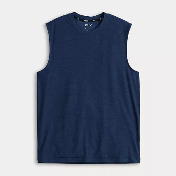 Men's FLX Wander Muscle Tank Shirt Color: True Navy,  Size: S - Picture 1 of 4